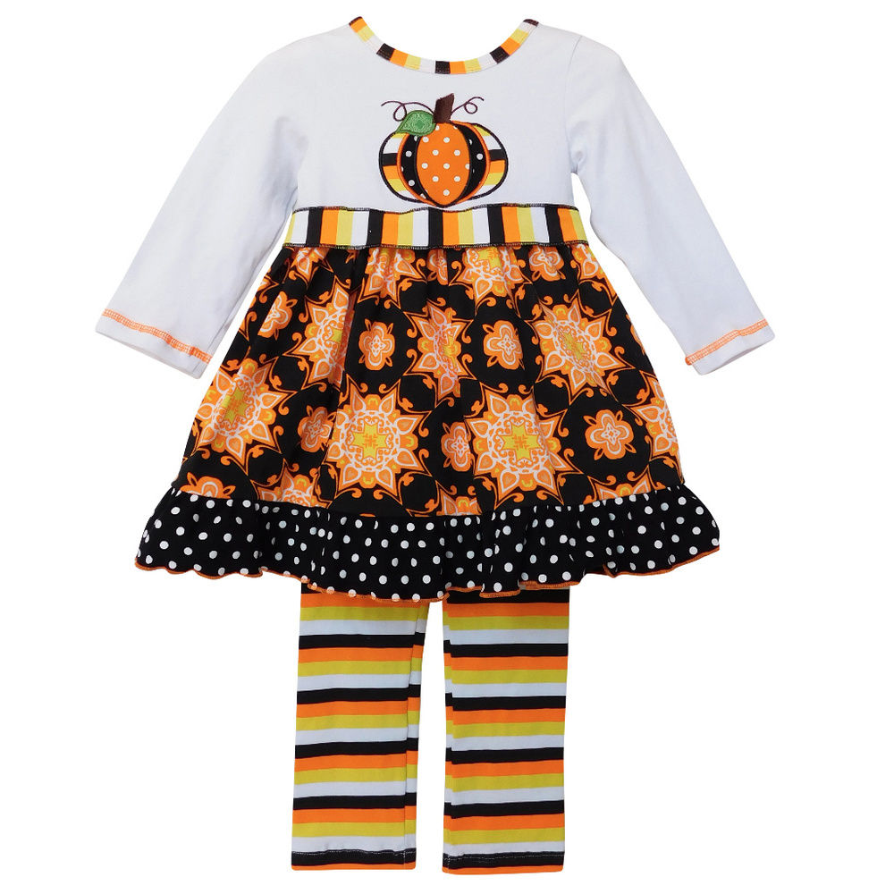 AnnLoren Girls Halloween Dress & Striped leggings
